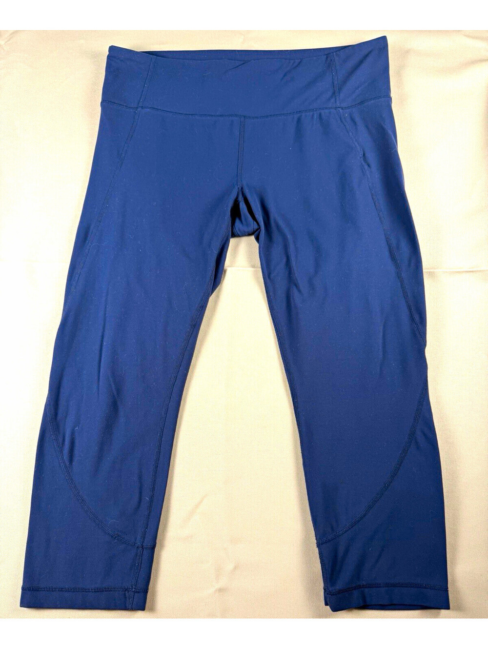 Athleta Women's Cropped Leggings Blue L High Rise Yoga Stretch Logo 20in